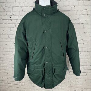 Eddie Bauer Green Goose Down Filled Zipped Removable Hood Coat Size Medium M